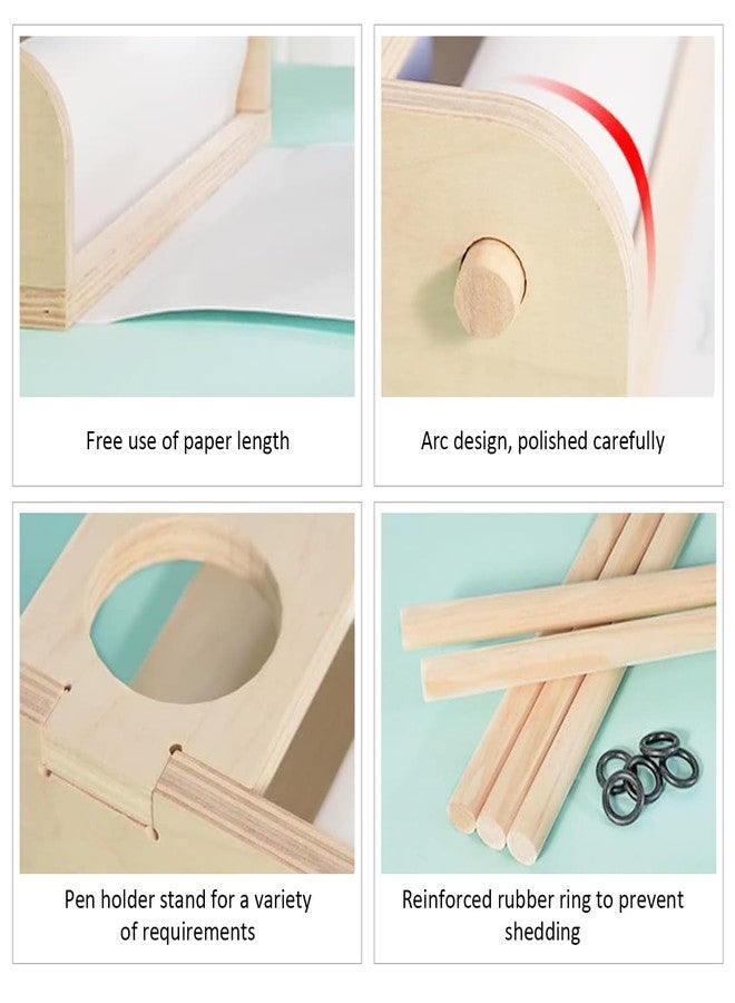 EHERDM Tabletop Paper Roll Dispenser Kids Art Easel with Five Pencil Holder Cups and Paper Rolls (15" x 16.4ft) Desktop Easel for Drawing Wooden Paper Roll Dispenser Durable Paper Roll Holder - Image 5